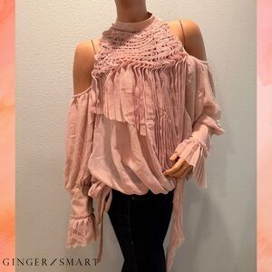 Ginger & Smart Blush Cold Shoulder Blouse